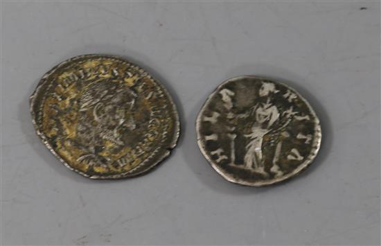 Two Roman Empire silver denarii, both Fine or better